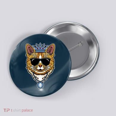 Hodl Ethereum ETH Cat King Crypto Currency Moon Button