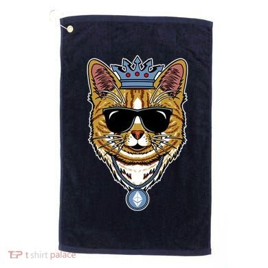 Hodl Ethereum ETH Cat King Crypto Currency Moon Golf Towel