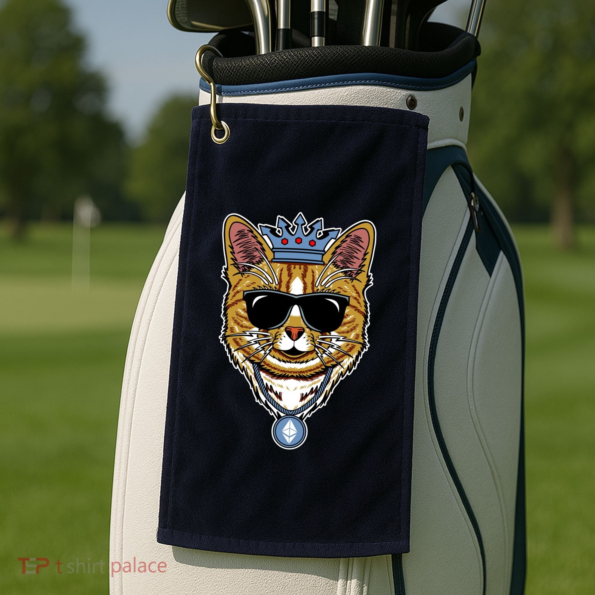 Hodl Ethereum ETH Cat King Crypto Currency Moon Golf Towel