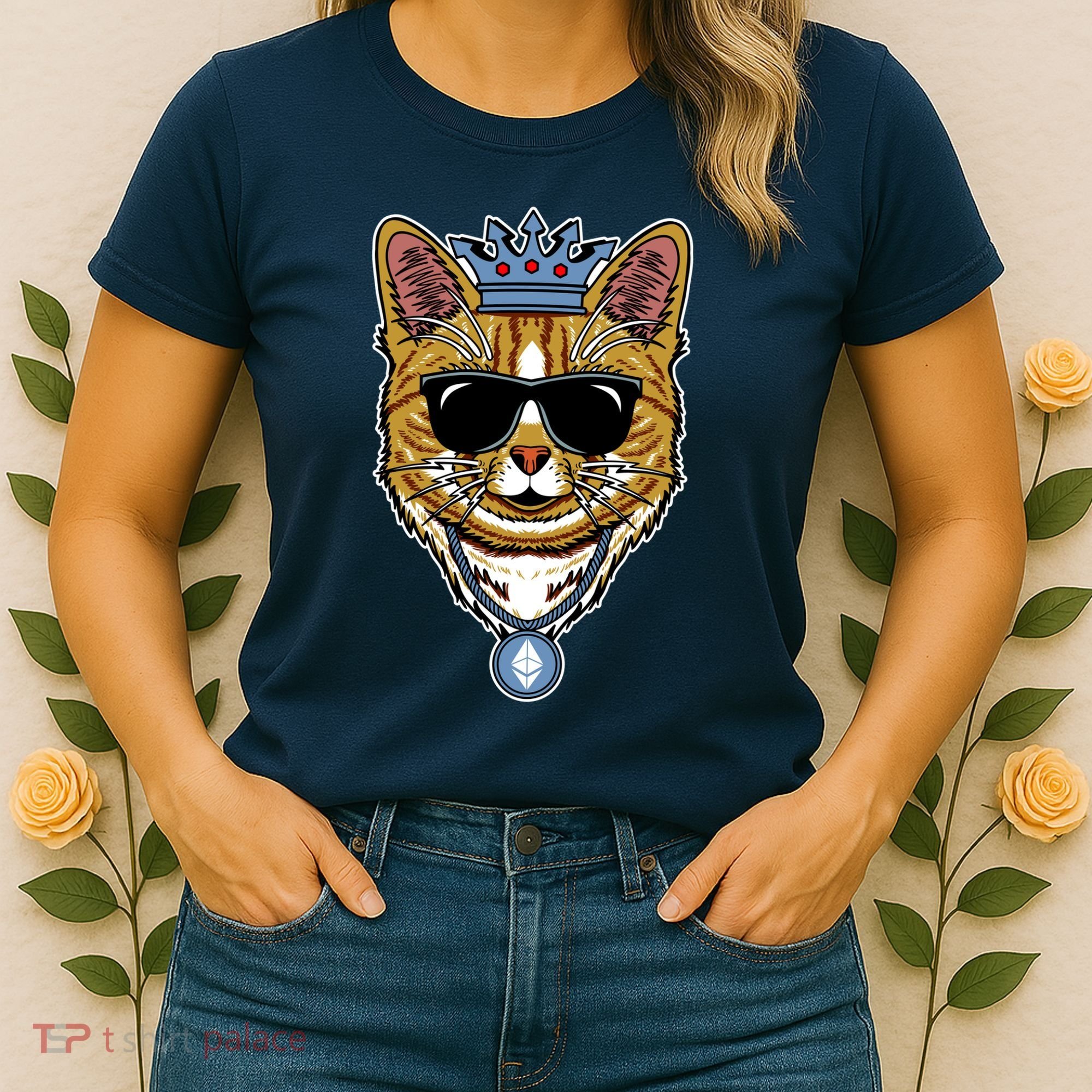 Hodl Ethereum ETH Cat King Crypto Currency Moon Women's T-Shirt
