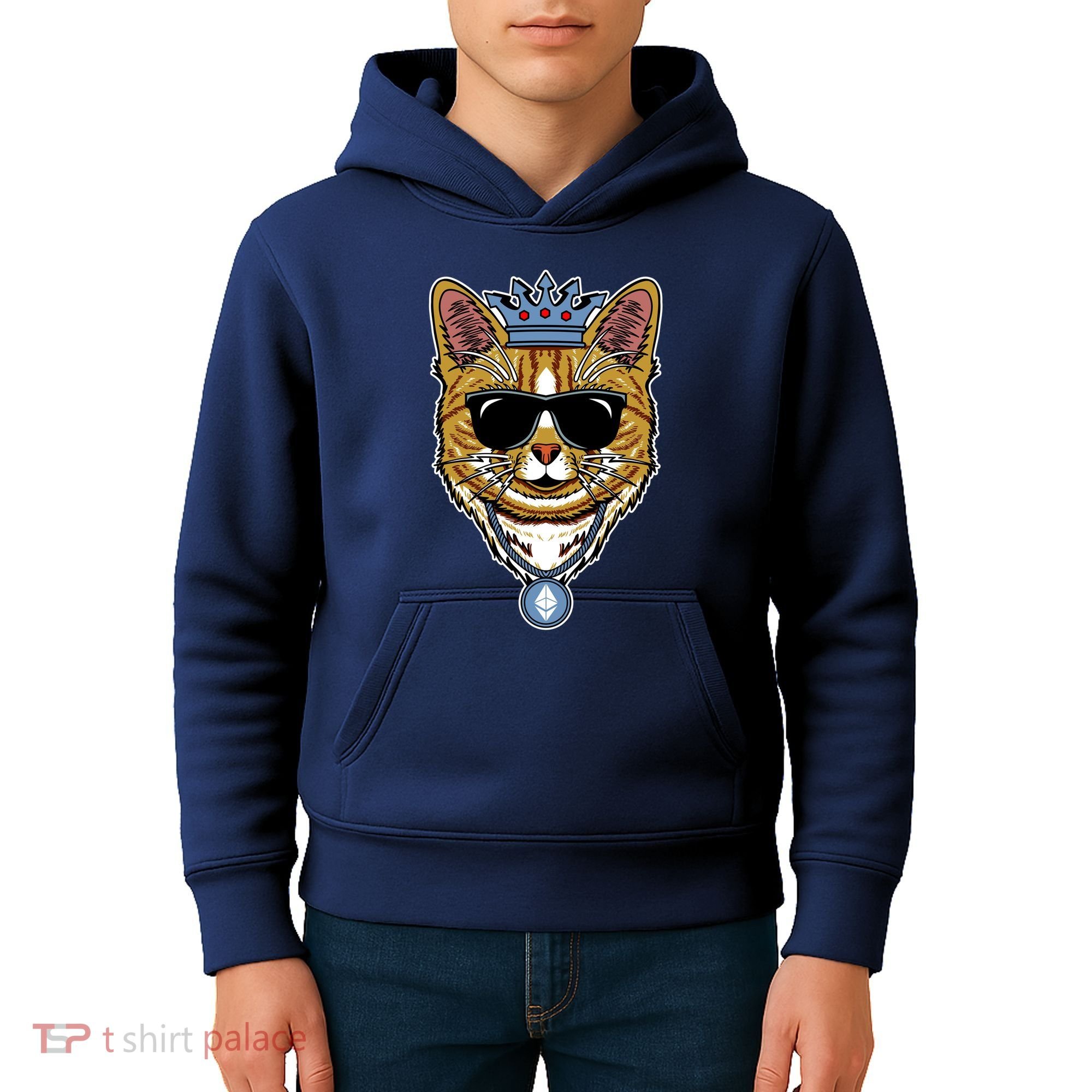 Hodl Ethereum ETH Cat King Crypto Currency Moon Kids Hoodie
