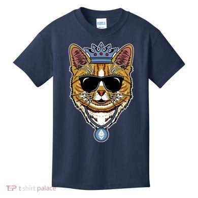 Hodl Ethereum ETH Cat King Crypto Currency Moon Kids T-Shirt