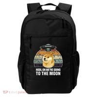 Hodl On We're Going To The Moon Retro Dogecoin Backpack thumb 0