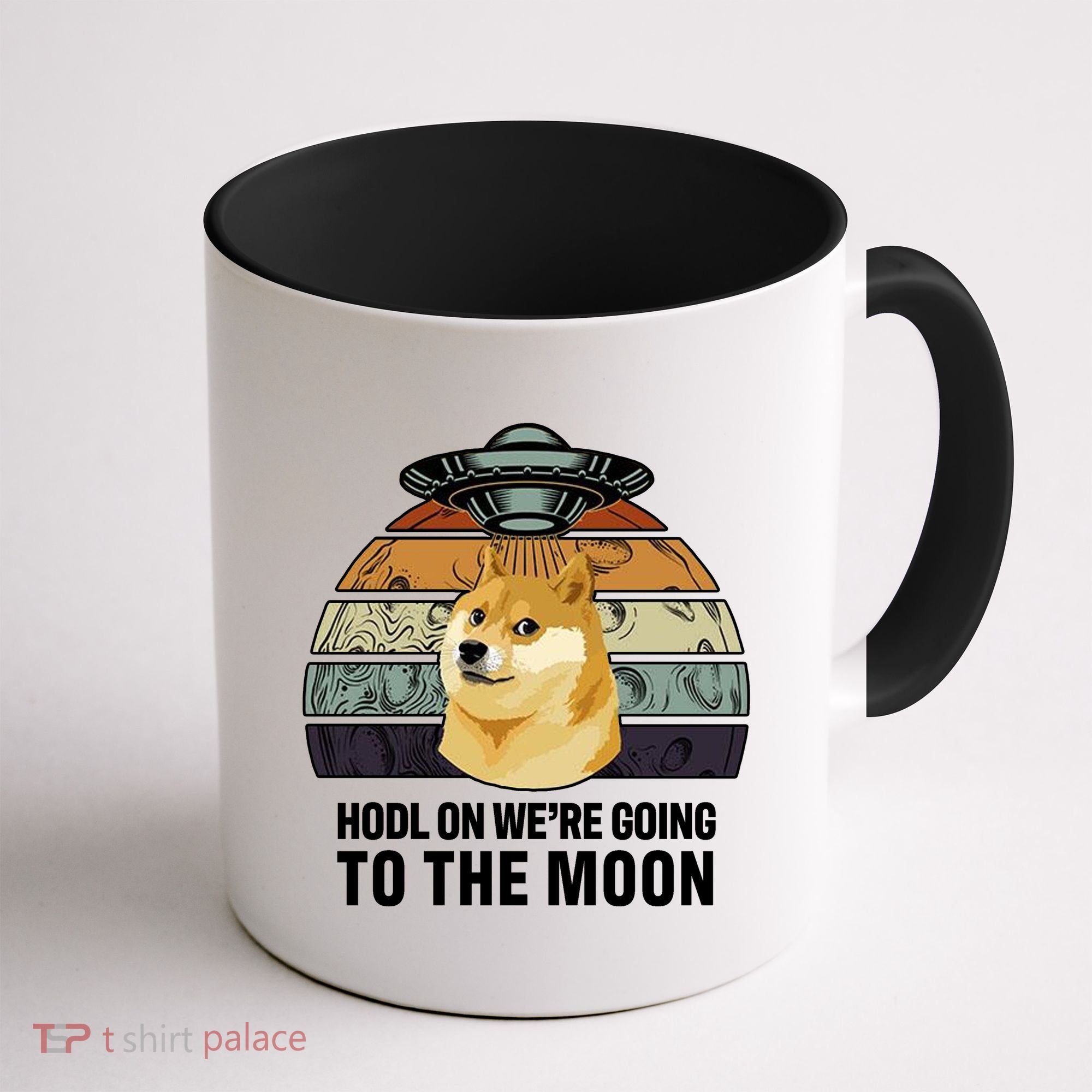 Hodl On We're Going To The Moon Retro Dogecoin Coffee Mug