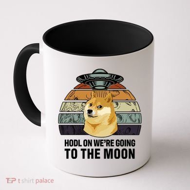 Hodl On We're Going To The Moon Retro Dogecoin Coffee Mug