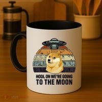 Hodl On We're Going To The Moon Retro Dogecoin Coffee Mug thumb 4