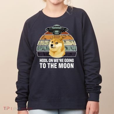 Hodl On We're Going To The Moon Retro Dogecoin Women's Sweatshirt