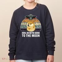 Hodl On We're Going To The Moon Retro Dogecoin Women's Sweatshirt thumb 0