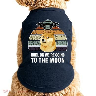 Hodl On We're Going To The Moon Retro Dogecoin Doggie Tank