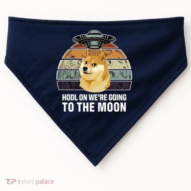 Hodl On We're Going To The Moon Retro Dogecoin USA-Made Doggie Bandana