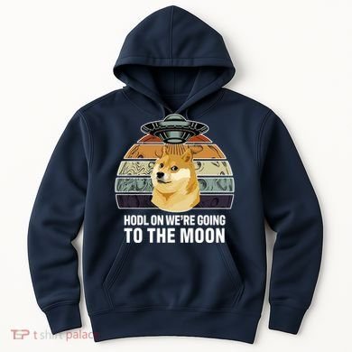 Hodl On We're Going To The Moon Retro Dogecoin Hoodie
