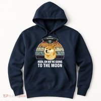 Hodl On We're Going To The Moon Retro Dogecoin Hoodie thumb 0