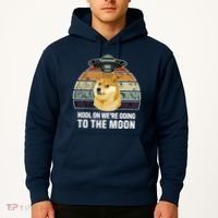 Hodl On We're Going To The Moon Retro Dogecoin Hoodie thumb 2