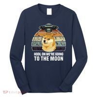 Hodl On We're Going To The Moon Retro Dogecoin Long Sleeve Shirt thumb 0