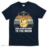 Hodl On We're Going To The Moon Retro Dogecoin T-Shirt thumb 0