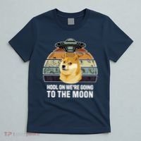 Hodl On We're Going To The Moon Retro Dogecoin T-Shirt thumb 5