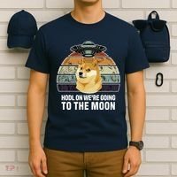 Hodl On We're Going To The Moon Retro Dogecoin T-Shirt thumb 6