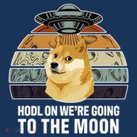 Hodl On We're Going To The Moon Retro Dogecoin Button thumb 1