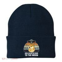Hodl On We're Going To The Moon Retro Dogecoin Beanie thumb 0