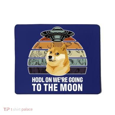 Hodl On We're Going To The Moon Retro Dogecoin Mousepad