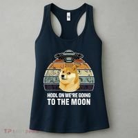 Hodl On We're Going To The Moon Retro Dogecoin Women's Tank Top thumb 3