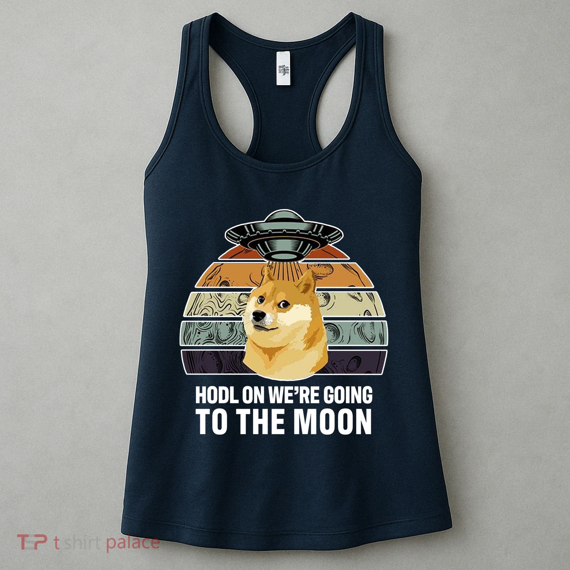 Hodl On We're Going To The Moon Retro Dogecoin Women's Tank Top