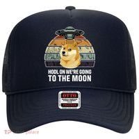 Hodl On We're Going To The Moon Retro Dogecoin Hat thumb 0