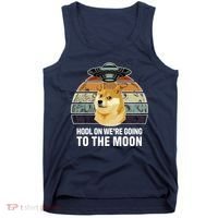 Hodl On We're Going To The Moon Retro Dogecoin Tank Top thumb 0