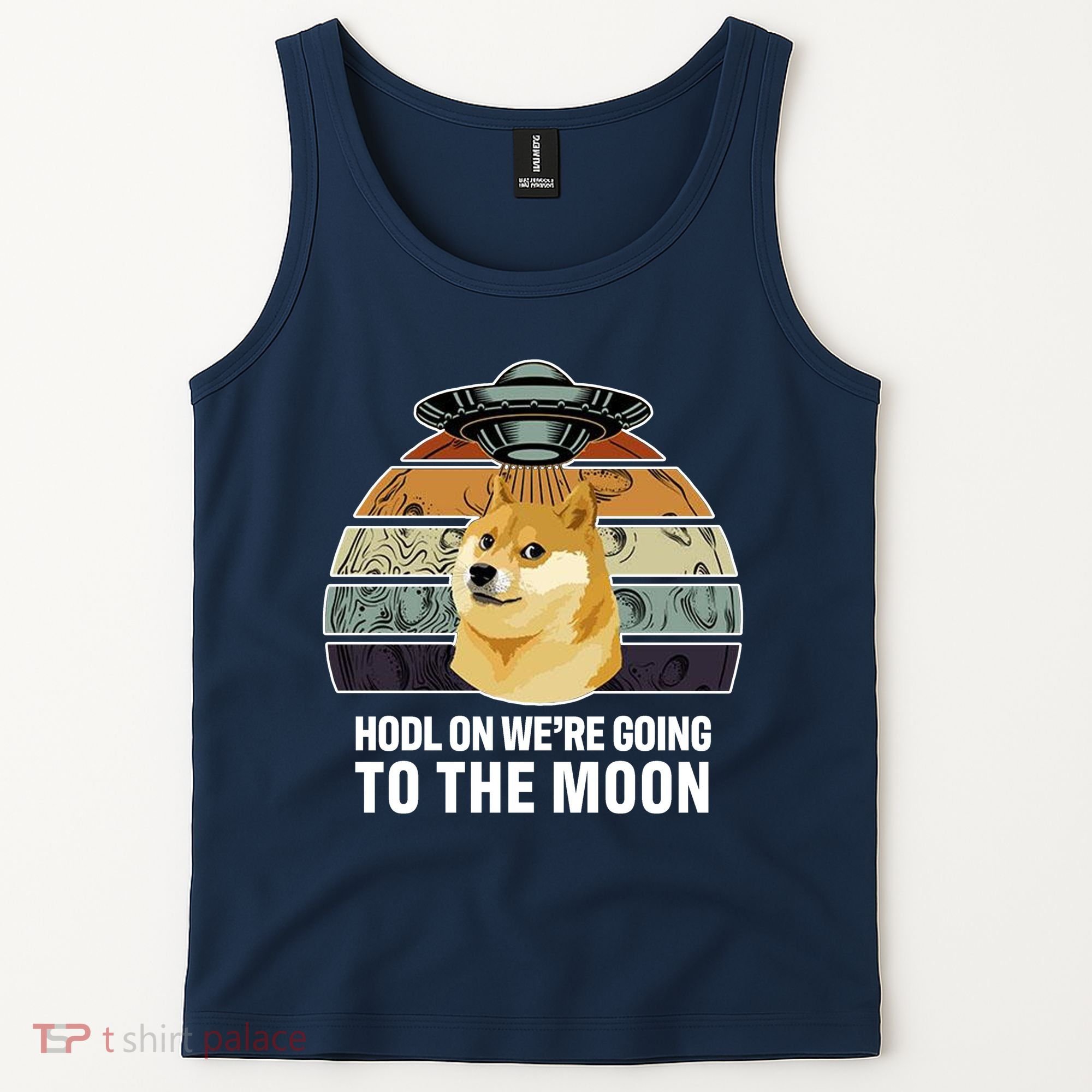 Hodl On We're Going To The Moon Retro Dogecoin Tank Top