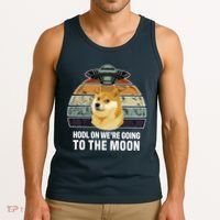 Hodl On We're Going To The Moon Retro Dogecoin Tank Top thumb 3