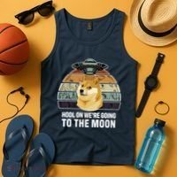 Hodl On We're Going To The Moon Retro Dogecoin Tank Top thumb 4