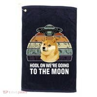 Hodl On We're Going To The Moon Retro Dogecoin Golf Towel thumb 0