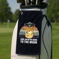 Hodl On We're Going To The Moon Retro Dogecoin Golf Towel thumb 2