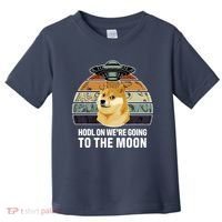 Hodl On We're Going To The Moon Retro Dogecoin Toddler T-Shirt thumb 0