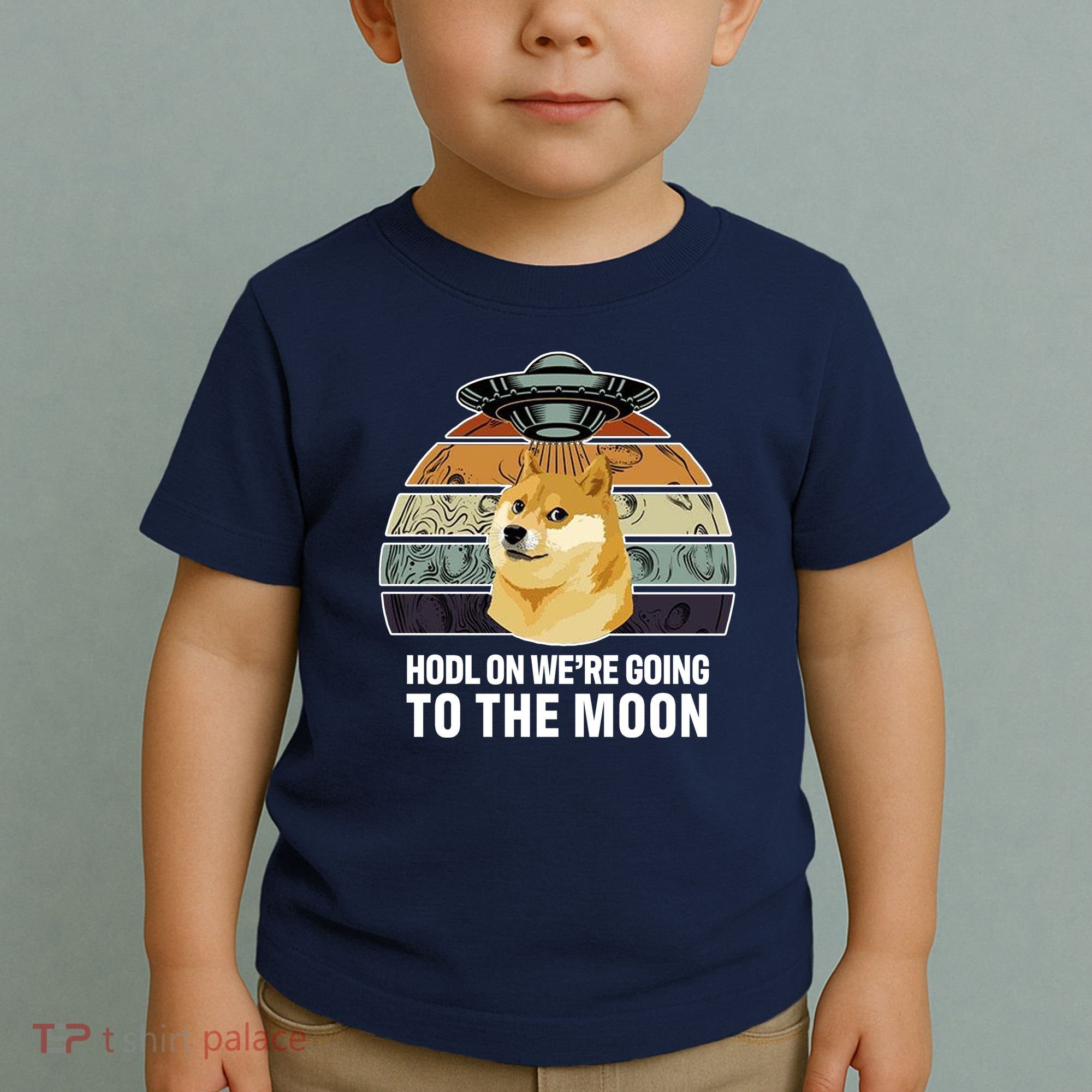 Hodl On We're Going To The Moon Retro Dogecoin Toddler T-Shirt