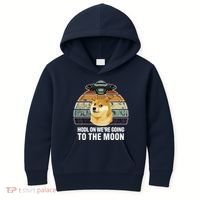 Hodl On We're Going To The Moon Retro Dogecoin Kids Hoodie thumb 0