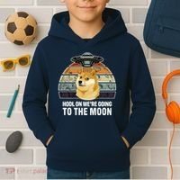 Hodl On We're Going To The Moon Retro Dogecoin Kids Hoodie thumb 2