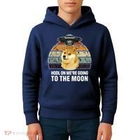 Hodl On We're Going To The Moon Retro Dogecoin Kids Hoodie thumb 4
