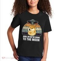 Hodl On We're Going To The Moon Retro Dogecoin Kids T-Shirt thumb 2