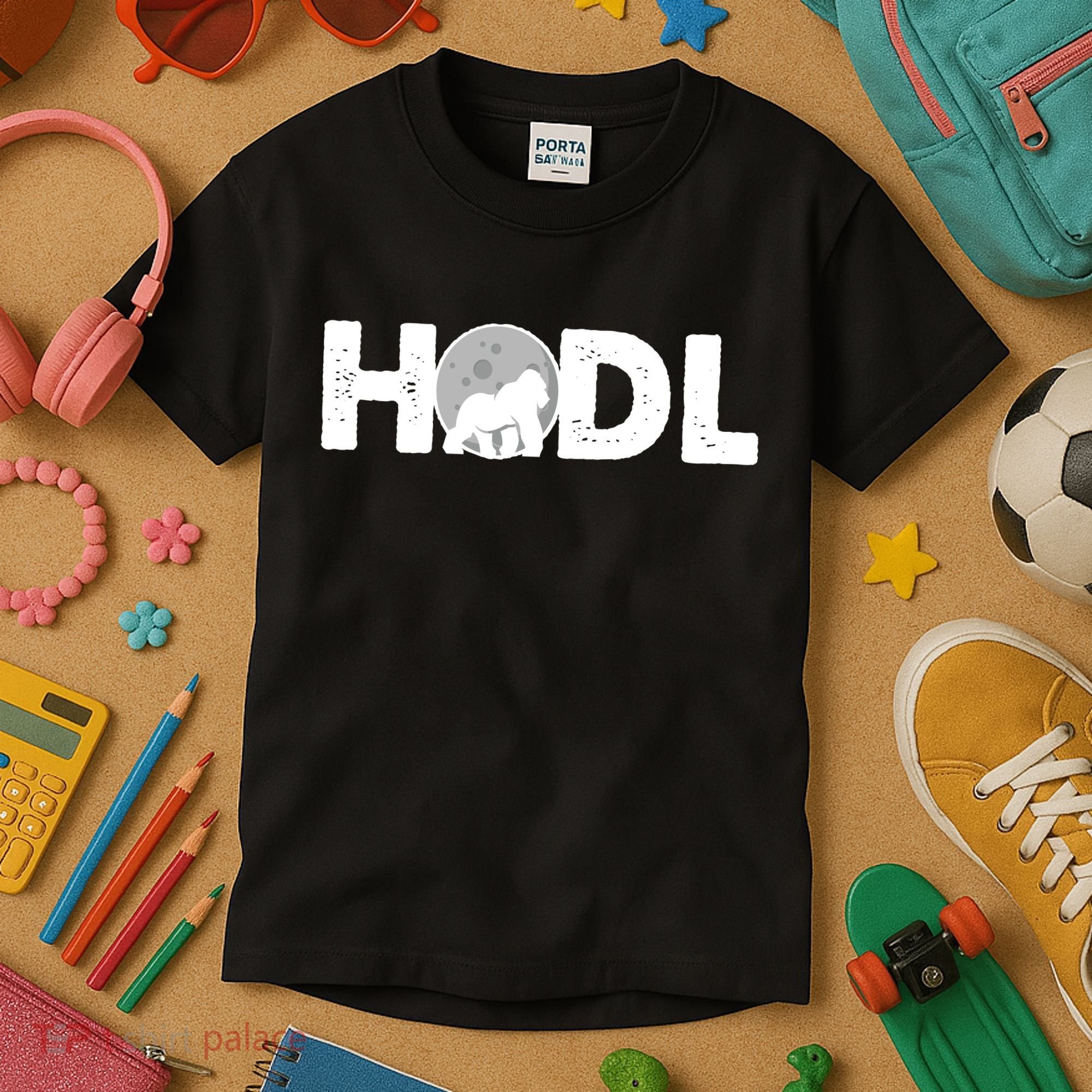 Hodl Stonk to the Moon Ape Crypto Currency Kids T-Shirt