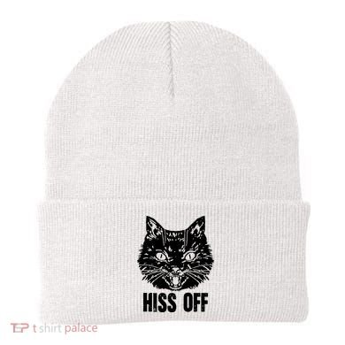 Hiss Off Funny Cat Lover Gift Beanie