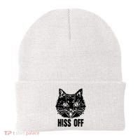 Hiss Off Funny Cat Lover Gift Beanie thumb 0