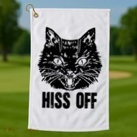 Hiss Off Funny Cat Lover Gift Golf Towel thumb 1