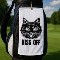 Hiss Off Funny Cat Lover Gift Golf Towel thumb 2
