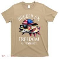 Hooked On Freedom Funny Fisherman Fishing Usa Flag Trout T-Shirt thumb 0