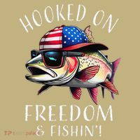 Hooked On Freedom Funny Fisherman Fishing Usa Flag Trout T-Shirt thumb 7
