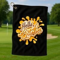 Hello October Fun Fall Golf Towel thumb 1
