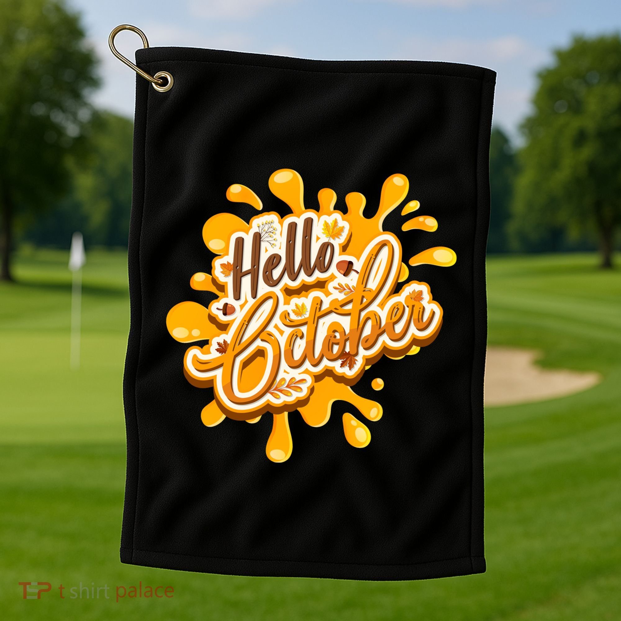 Hello October Fun Fall Golf Towel