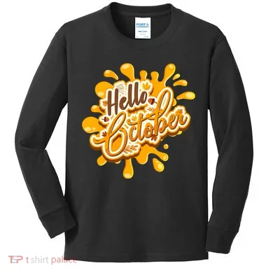Hello October Fun Fall Kids Long Sleeve Shirt