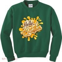 Hello October Fun Fall Kids Sweatshirt thumb 0